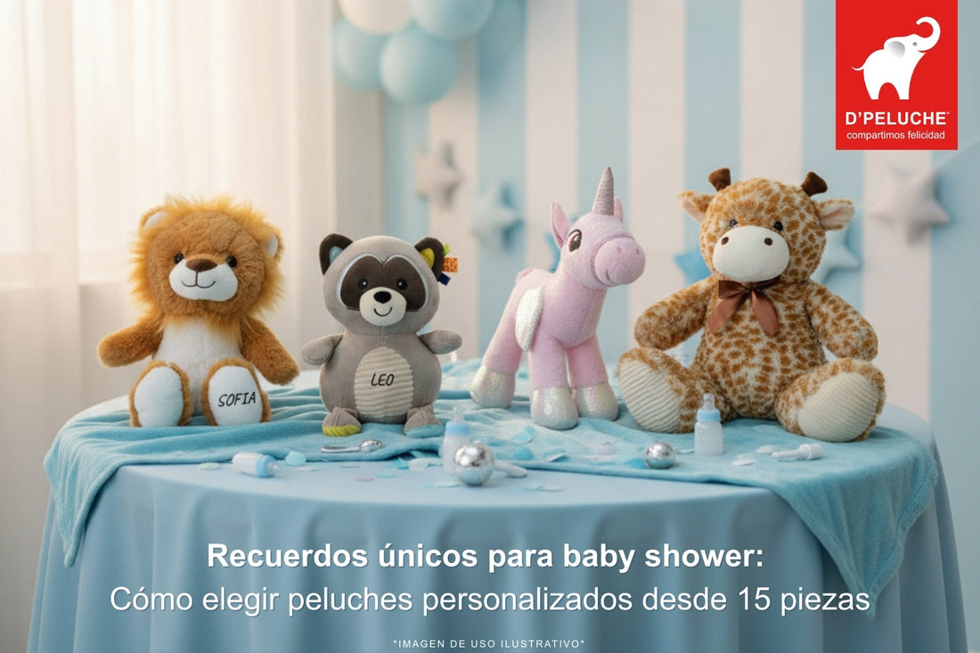 Recuerdos únicos para baby shower: cómo elegir peluches personalizados desde 15 piezas