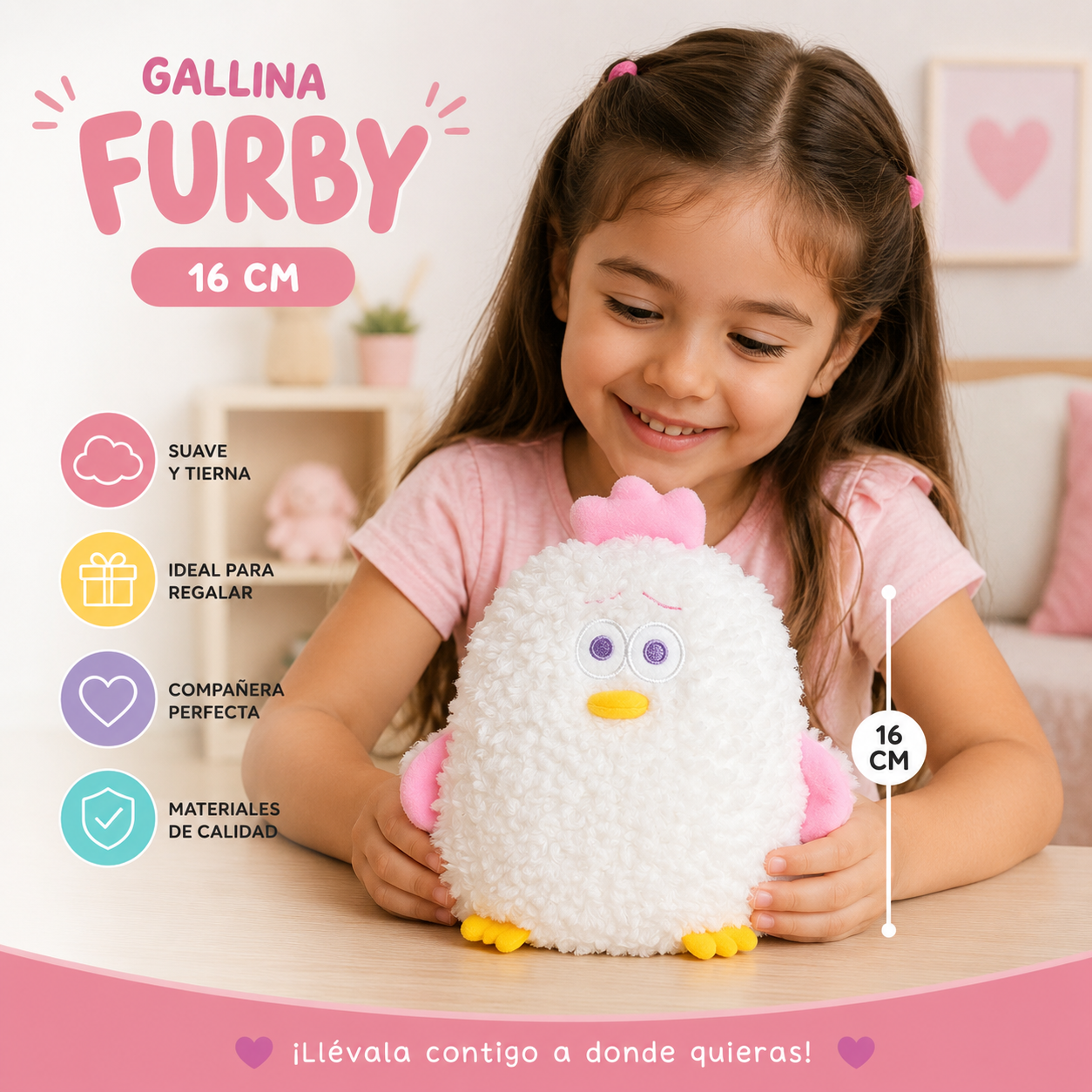 GALLINA  FURBY 16cm - BLANCO