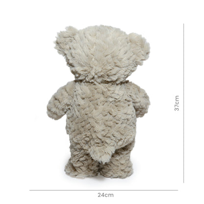 Oso Bebé Laborioso Peluche 37cm Gris con Moño - Suave y Tierno