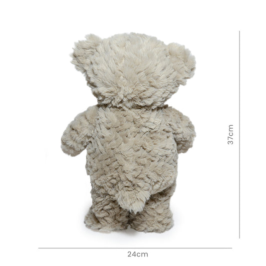 Oso Bebé Laborioso Peluche 37cm Gris con Moño - Suave y Tierno