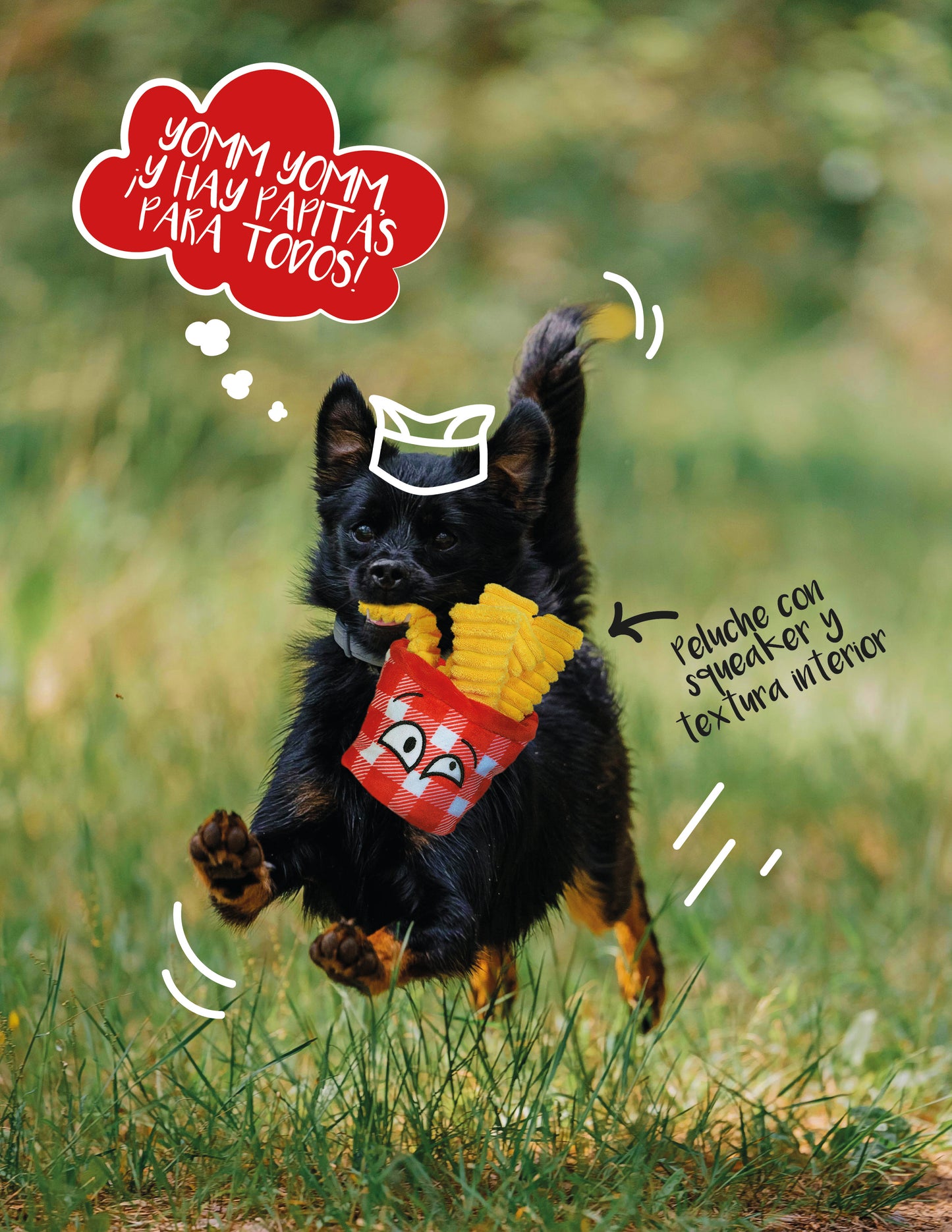 PAPAS FRITAS PARA MASCOTAS 15cm - ROJO