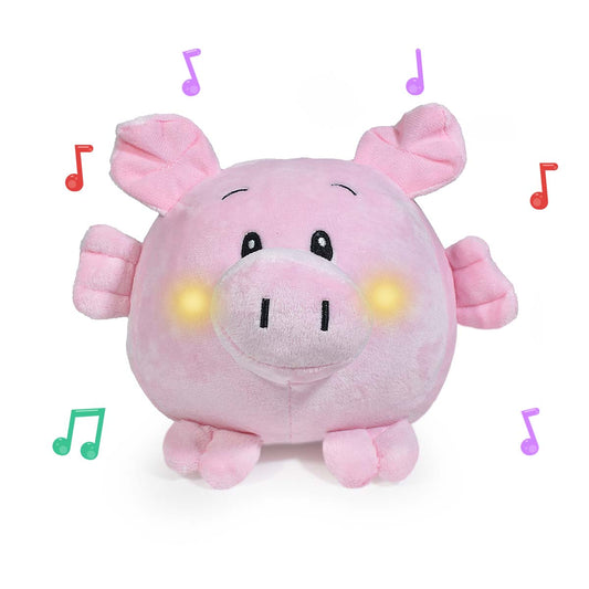 Peluche Alcancía Cerdito Luces/Sonido 16cm Rosa - Ahorro Interactivo