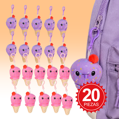 Kit de Llaveros Nieve 20 Piezas – Rosa y Morado