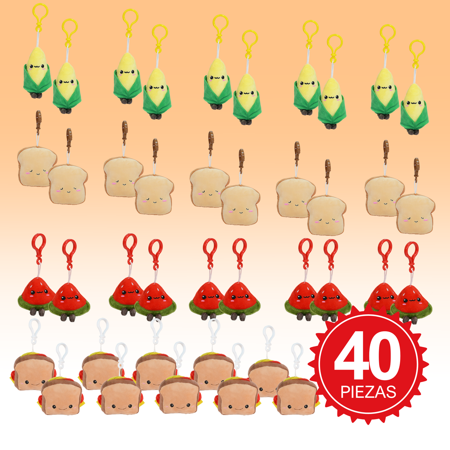 Kit de Llaveros de Comida – 40 Piezas
