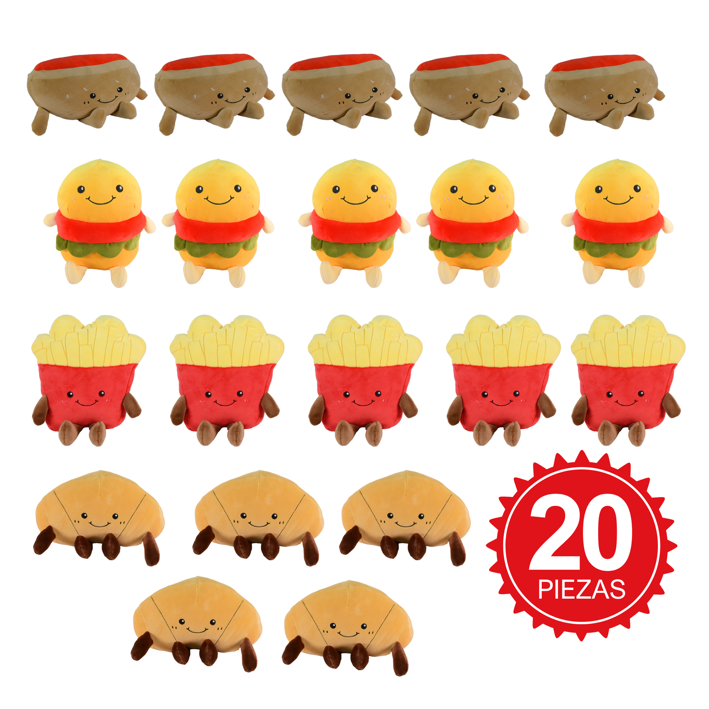 Kit de Peluches de Comida – 20 Piezas
