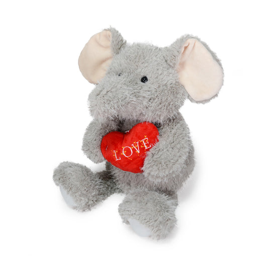 Elefante Quino Peluche 27cm Gris con Corazón Rojo - Suavidad Tierna