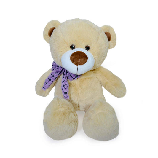 Oso Narizón Beto con Moño al Hombro 38cm - Peluche Suave Beige/Blanco/Café